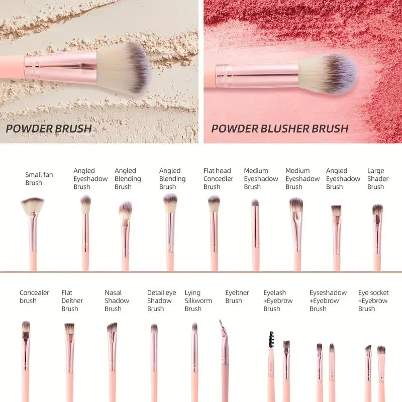 20/40-Piece Pink Makeup Brush Set – Complete Kit with Soft Brushes & Beauty Blender