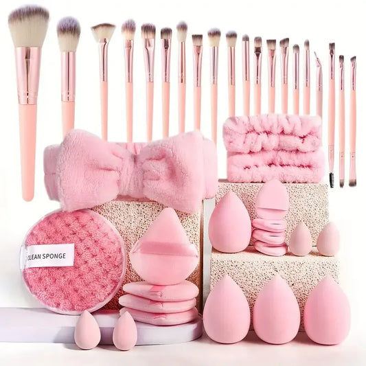 20/40-Piece Pink Makeup Brush Set – Complete Kit with Soft Brushes & Beauty Blender